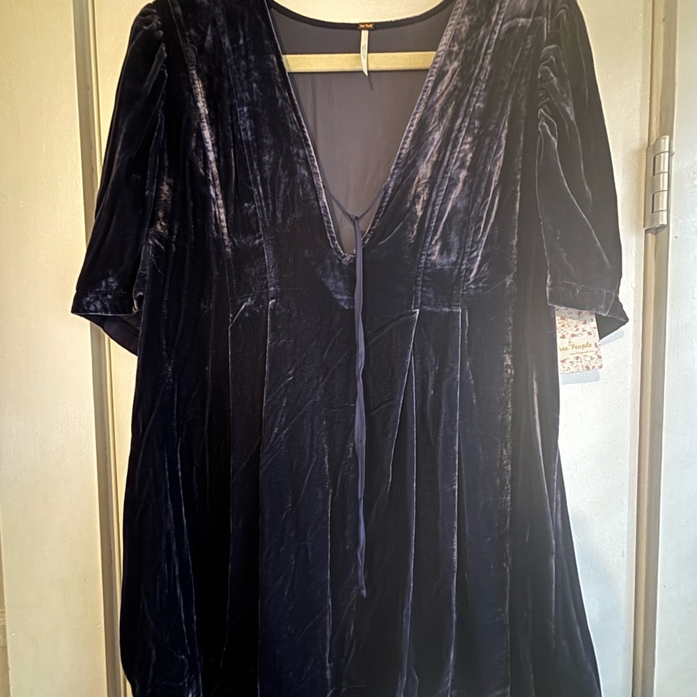 Free People Indigo Velvet Dress